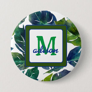 Green Leaves Philodendron Foliage Botanical 7.5 Cm Round Badge