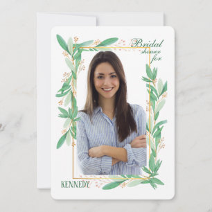 Green Leaves Photo Invitation