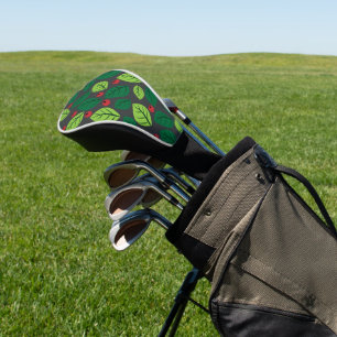 Green Leaves, Red Berries, Pattern Of Leaves Golf Head Cover