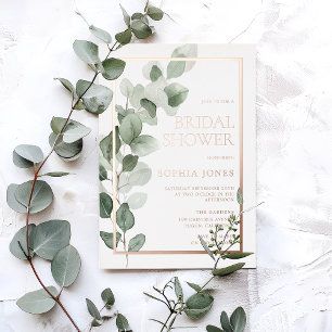 Green Leaves Rose Gold Foil Bridal Shower