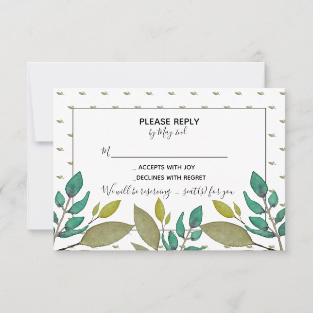 Green Leaves RSVP Card (Front)