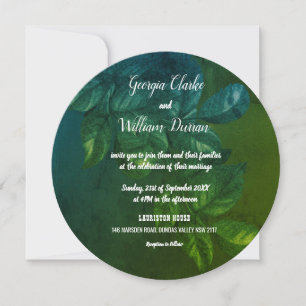 Green Leaves Rustic Vintage Wedding Invitation