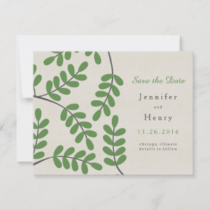 Green Leaves Save the Date cards