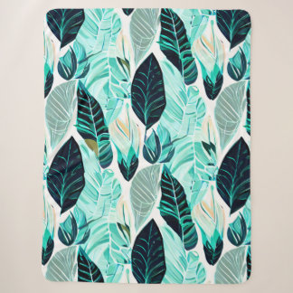 green leaves sherpa blanket
