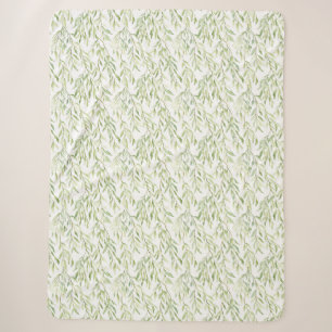 Green Leaves Sherpa Blanket