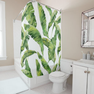 Green leaves shower curtain