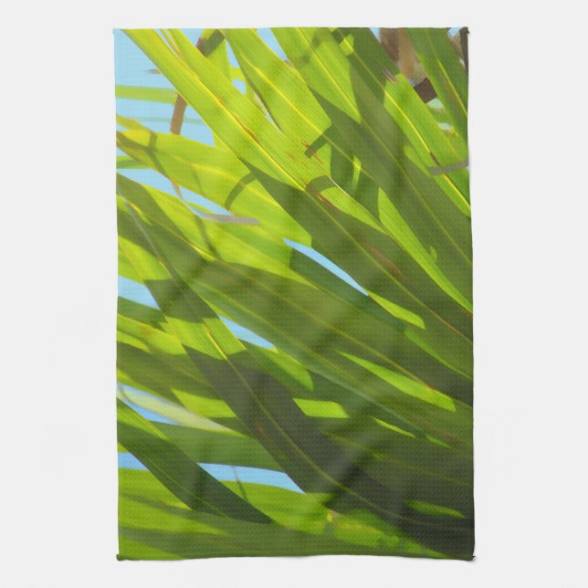 Green Leaves, Sunlight and Blue Sky Tea Towel (Vertical)