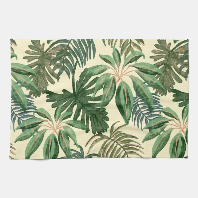 Green leaves tea towel (Horizontal)