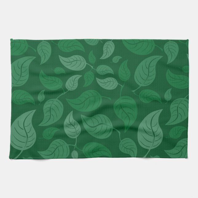 Green leaves tea towel (Horizontal)