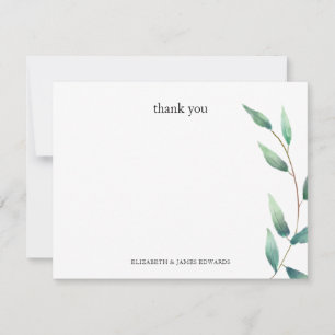 Green Leaves Thank You Couple Personalised Card