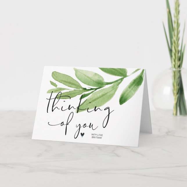 Green Leaves Thinking of You Encouragement Card (Front)