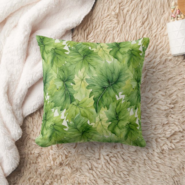 Green Leaves Unique Elegant Modern Greenery  Cushion (Blanket)