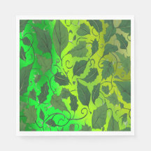 Green Leaves & Vines on Green Gradient Background