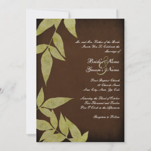 Green Leaves Vintage Wedding Invitations