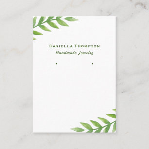 Green Leaves Watercolor Jewellery Earring Display Business Card
