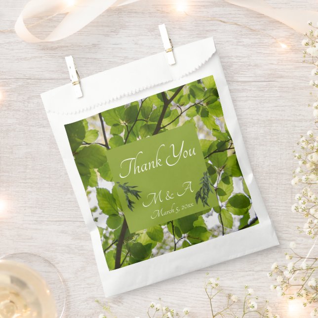 Green Leaves Wedding Favour Bags (Clipped)