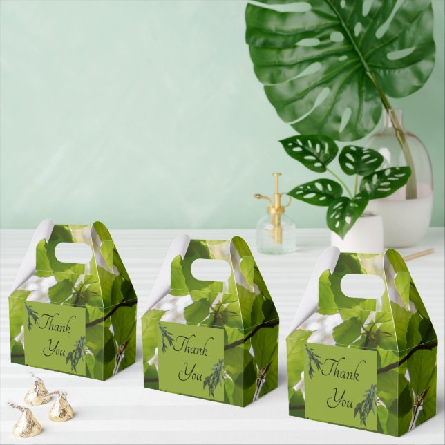 Green Leaves Wedding Gable Favour Box (Multiple)