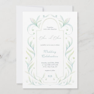 Green Leaves Wedding Invitation