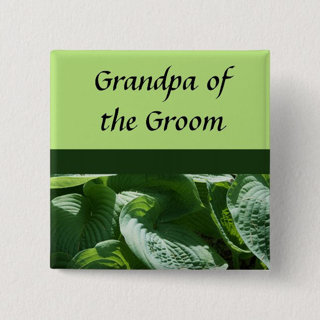 green leaves, wedding,name pins (Front)