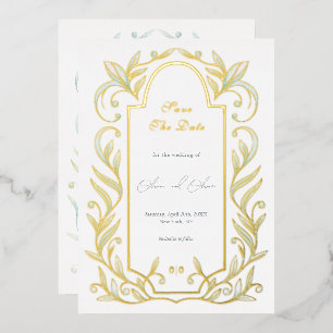 Green Leaves Wedding Save The Date
