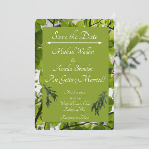 Green Leaves Wedding Save the Date Card