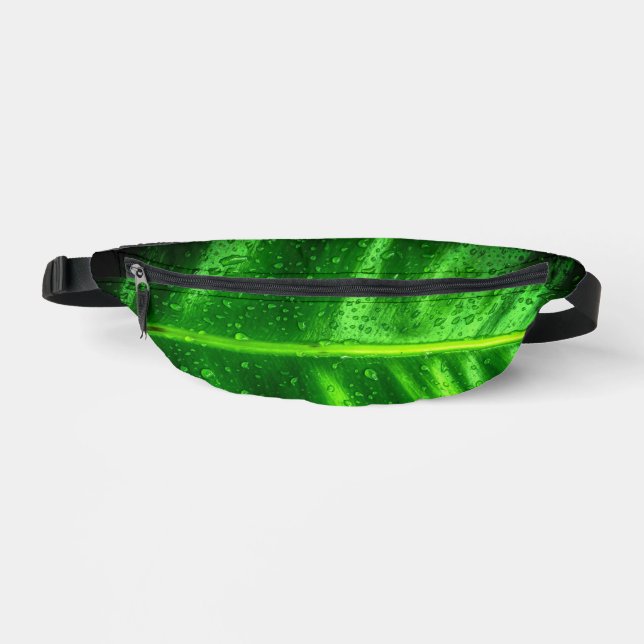 Green Leaves with Rain Drops Fanny Pack (Front)