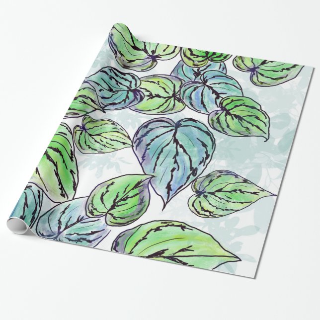 Green Leaves Wrapping paper (Unrolled)