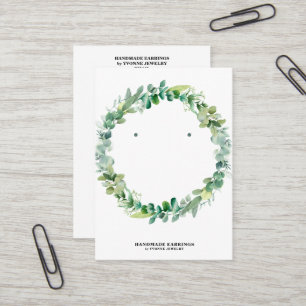Green Leaves Wreath Earring Display Business Card