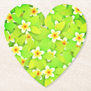 Green Leaves Yellow Flowers Pattern-61717 Paper Coaster