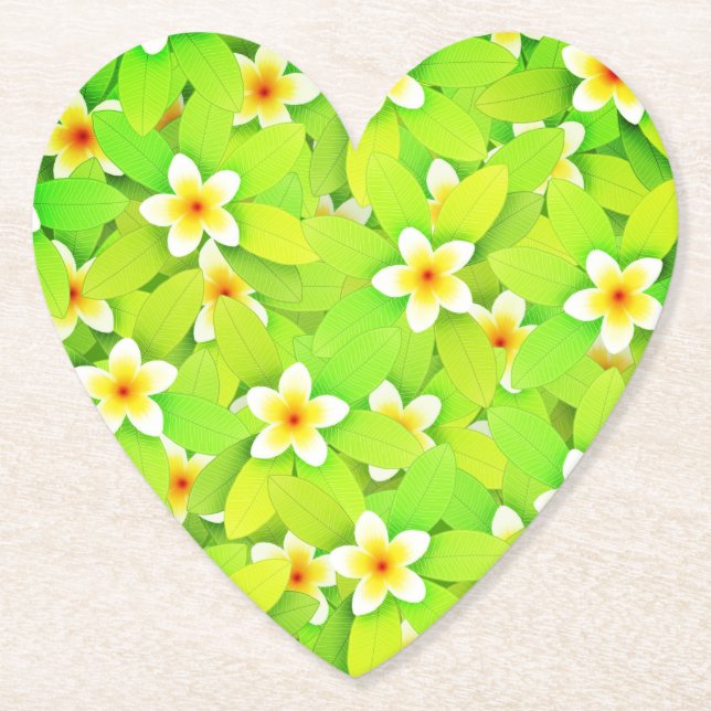 Green Leaves Yellow Flowers Pattern-61717 Paper Coaster (Front)
