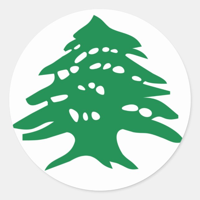 Green Lebanon Cedar Tree Classic Round Sticker (Front)
