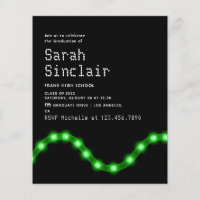 Green LED Lights Graduation Party Invitation