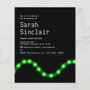 Green LED Lights Graduation Party Invitation Flyer