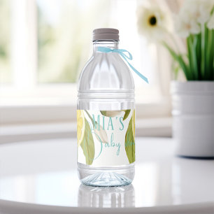 Green lemon Baby shower Water Bottle Label