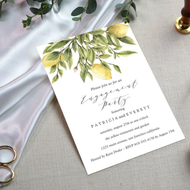 Green  Lemons and Foliage Wedding Engagement Party Invitation (Creator Uploaded)