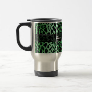 Green Leopard Animal Print Custom Travel Mug
