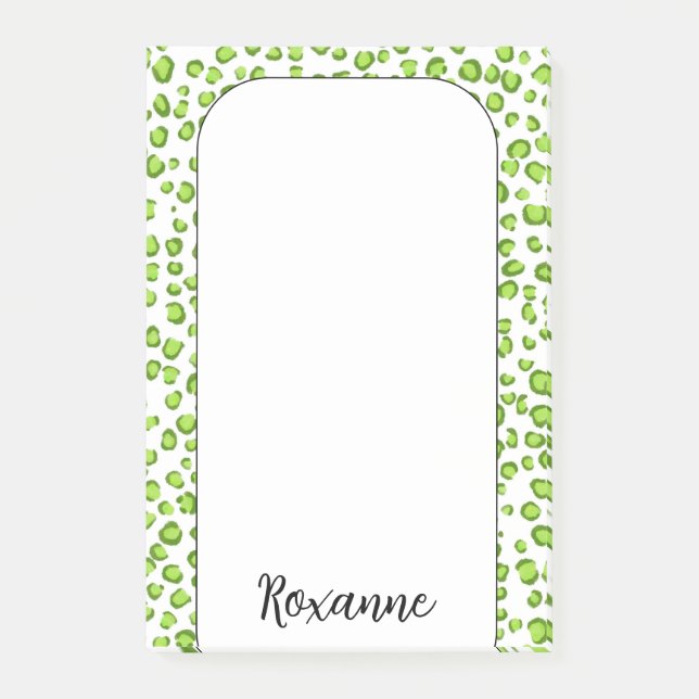Green Leopard Animal Print CUSTOMIZE IT Chic Post-it Notes (Front)