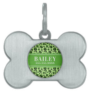 Green Leopard Monogram Framed Pet Tag