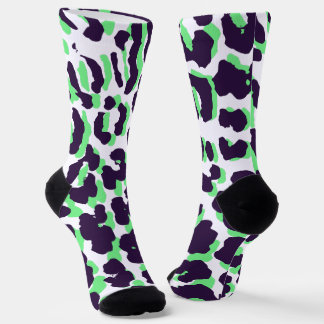 Green Leopard Print Sustainable Premium Crew Socks