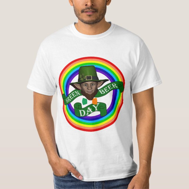 Green leprechaun & double rainbow T-Shirt (Front)