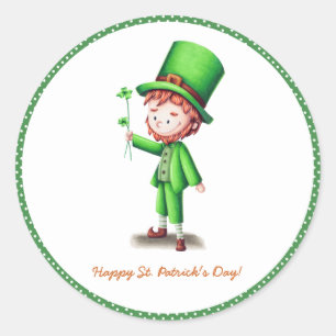Green Leprechaun St. Patrick’s Day Classic Round Sticker