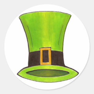 Green Leprechaun Top Hat Saint Patrick's Paddy Day Classic Round Sticker