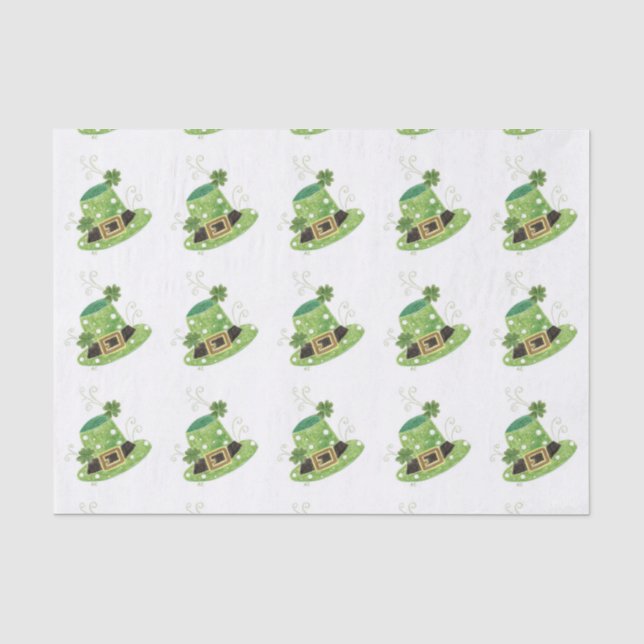 Green leprechaun's hat white tissue paper (Front)