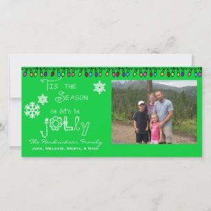 Green Let's Be Jolly Christmas Holiday Photo Card