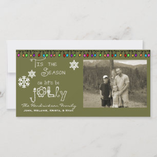 Green Let's Be Jolly Christmas Holiday Photo Card