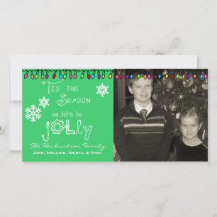 Green Let's Be Jolly Christmas Holiday Photo Card