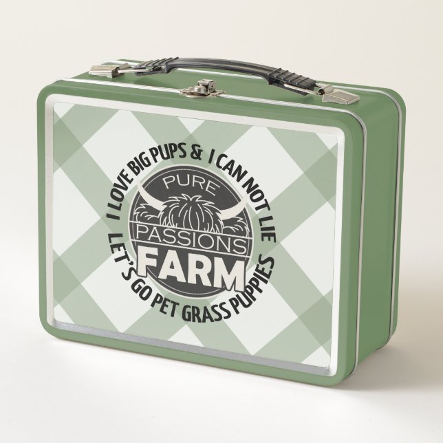 Green Let's Go Pet Grass Puppies Lunch Box (Front)