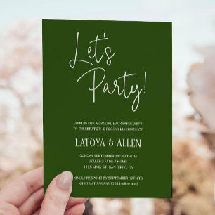 Green Let's Party Casual Wedding Reception Eloped Invitation