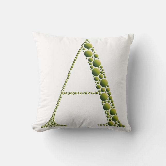 Green Letter A Pillow – Minimal Green MonogramHome (Front)