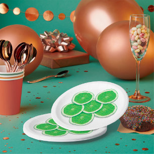 Green Letter Y Geometric Stripes Monogram Paper Plate